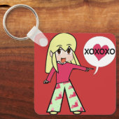 Chibi Valentine Hearts Schlüsselanhänger (Vorderseite)