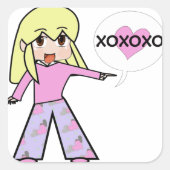 Chibi Valentine Quadratischer Aufkleber (Vorderseite)