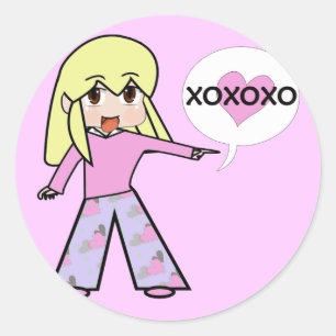 Chibi Valentine Runder Aufkleber