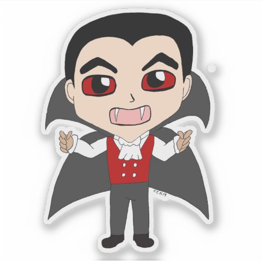 Chibi Vampir Aufkleber (Vorderseite)