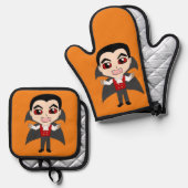 Chibi Vampir Ofenhandschuh & Topflappen-Set (Vorderseite/Rückseite)