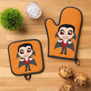 Chibi Vampir Ofenhandschuh & Topflappen-Set