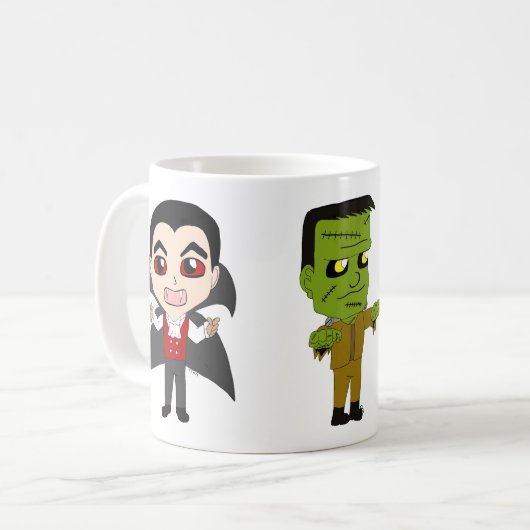 Chibi Vampire, Monster und Mumie Kaffeetasse (Vorderseite Links)