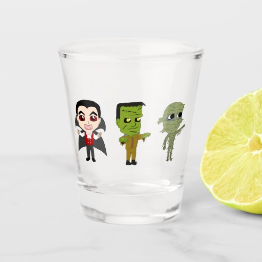 Chibi Vampire, Monster und Mumie Schnapsglas (Vorderseite)