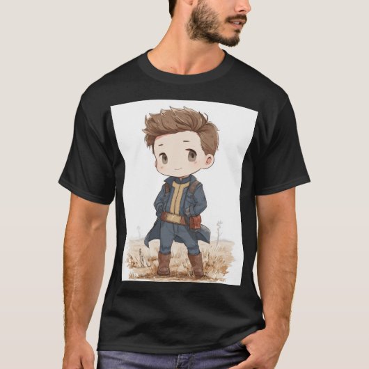 Chibi Vault‑Bewohnender Wanderer | Süßer Retro‑Fut T-Shirt (Vorderseite)