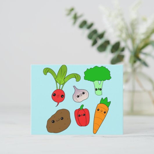 Chibi Vegetables Postkarte (Stehend Vorderseite)