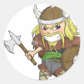 Chibi Viking (gestört) Runder Aufkleber
