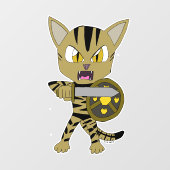 Chibi Warrior Cat Fensteraufkleber (Blatt)