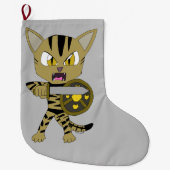 Chibi Warrior Cat Großer Weihnachtsstrumpf (Vorderseite)