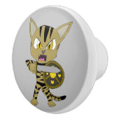 Chibi Warrior Cat Keramikknauf (Rechts)