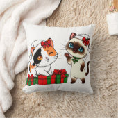 Chibi-Weihnachtskatzen mit Geschenken Kissen (Decke)