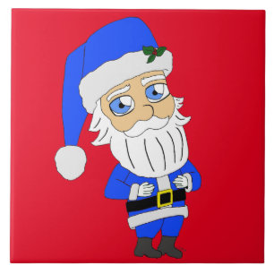 Chibi-Weihnachtsmann im blauen Anzug Fliese