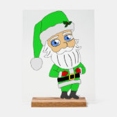 Chibi-Weihnachtsmann im grünen Anzug Acrylschild (Vorderseite)