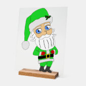 Chibi-Weihnachtsmann im grünen Anzug Acrylschild (Winkel)