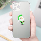 Chibi-Weihnachtsmann im grünen Anzug Aufkleber (Telefon)