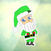 Chibi-Weihnachtsmann im grünen Anzug Fensteraufkleber (Blatt 3)