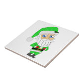 Chibi-Weihnachtsmann im grünen Anzug Fliese (Seite)