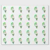 Chibi-Weihnachtsmann im grünen Anzug Geschenkpapier (Flach)