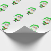 Chibi-Weihnachtsmann im grünen Anzug Geschenkpapier (Ecke)