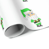 Chibi-Weihnachtsmann im grünen Anzug Geschenkpapier (Rolleneckpunkt)