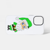 Chibi-Weihnachtsmann im grünen Anzug iPhone Hülle (Rückseite (Horizontal))