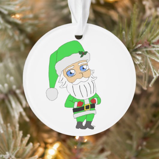 Chibi-Weihnachtsmann im grünen Anzug Ornament (Baum)