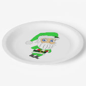 Chibi-Weihnachtsmann im grünen Anzug Pappteller (Schrägansicht)