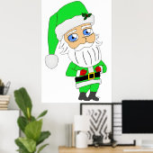 Chibi-Weihnachtsmann im grünen Anzug Poster (Heimbüro)