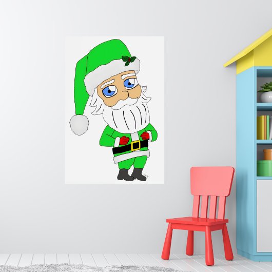 Chibi-Weihnachtsmann im grünen Anzug Poster (Kinderzimmer 1)