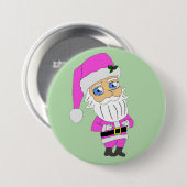 Chibi-Weihnachtsmann im rosa Anzug Button (Vorne & Hinten)