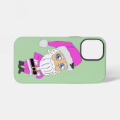 Chibi-Weihnachtsmann im rosa Anzug iPhone Hülle (Rückseite (Horizontal))