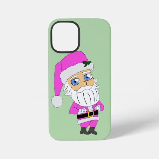 Chibi-Weihnachtsmann im rosa Anzug iPhone Hülle (Rückseite)