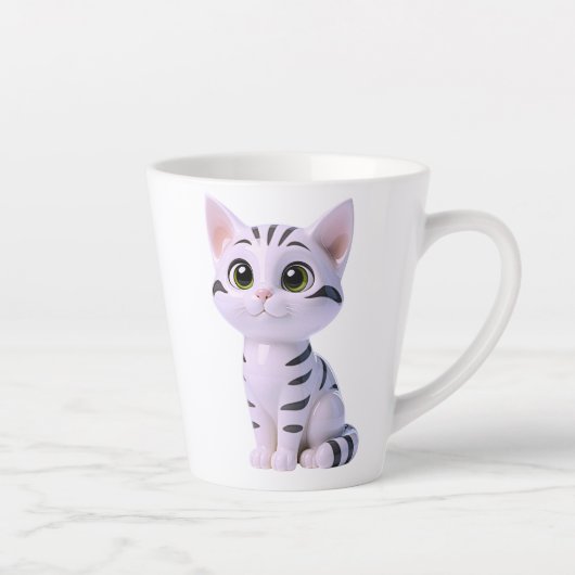 Chibi-Weißer Getigerter Kater Milchtasse (Rechts)