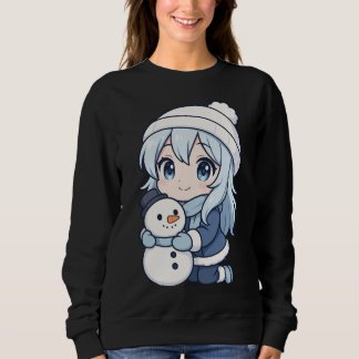 Chibi Winter Girl Sweatshirt – Cute Anime Snowman 