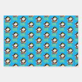 Chibi Wonder Frau fliegt mit Lasso Geschenkpapier Set (Vorderseite 2)