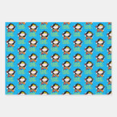 Chibi Wonder Frau fliegt mit Lasso Geschenkpapier Set (Vorderseite)