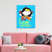 Chibi Wonder Frau fliegt mit Lasso Leinwanddruck (Insitu (Wohnzimmer))