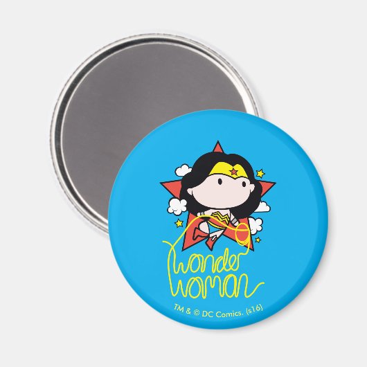 Chibi Wonder Frau fliegt mit Lasso Magnet (Vorderseite/Rückseite)