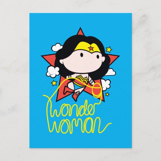 Chibi Wonder Frau fliegt mit Lasso Postkarte (Vorderseite)