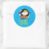 Chibi Wonder Frau fliegt mit Lasso Runder Aufkleber (Tasche)