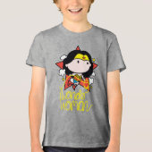 Chibi Wonder Frau fliegt mit Lasso Tri-Blend Shirt (Vorderseite)