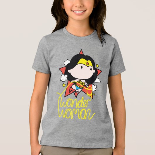 Chibi Wonder Frau fliegt mit Lasso Tri-Blend Shirt (Vorderseite)