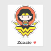 Chibi Wonder Woman mit Polka Docks und Logo Aufkleber (Blatt)