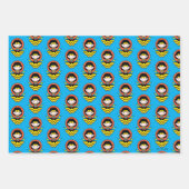 Chibi Wonder Woman mit Polka Docks und Logo Geschenkpapier Set (Vorderseite)