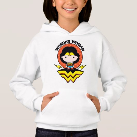 Chibi Wonder Woman mit Polka Docks und Logo Hoodie (Vorderseite)