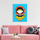 Chibi Wonder Woman mit Polka Docks und Logo Leinwanddruck (Insitu (Wohnzimmer))