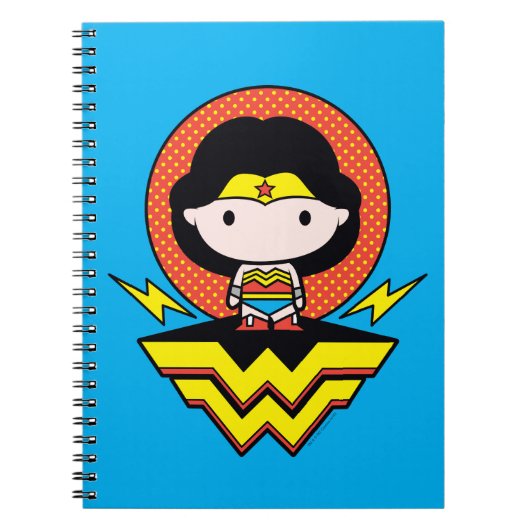 Chibi Wonder Woman mit Polka Docks und Logo Notizblock (Vorderseite)