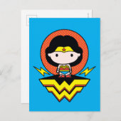 Chibi Wonder Woman mit Polka Docks und Logo Postkarte (Vorne/Hinten)
