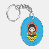 Chibi Wonder Woman mit Polka Docks und Logo Schlüsselanhänger (Vorderseite links)