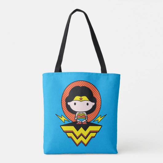 Chibi Wonder Woman mit Polka Docks und Logo Tasche (Rückseite)
